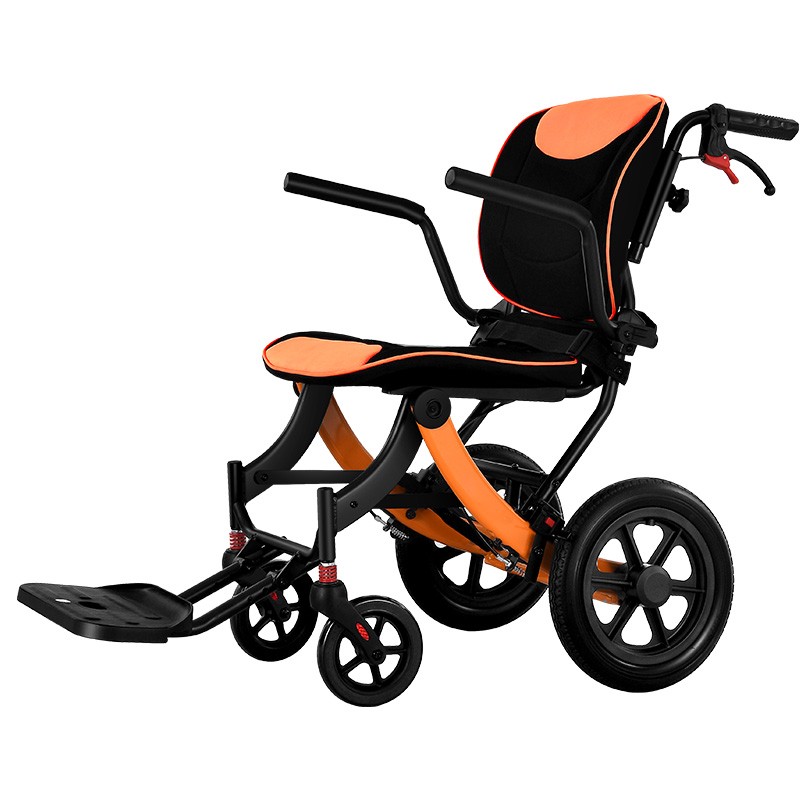 Airline Travel Manual ergonomic Wheelchair Lightweight Travelling Folding transport wheelchair for Elderly
