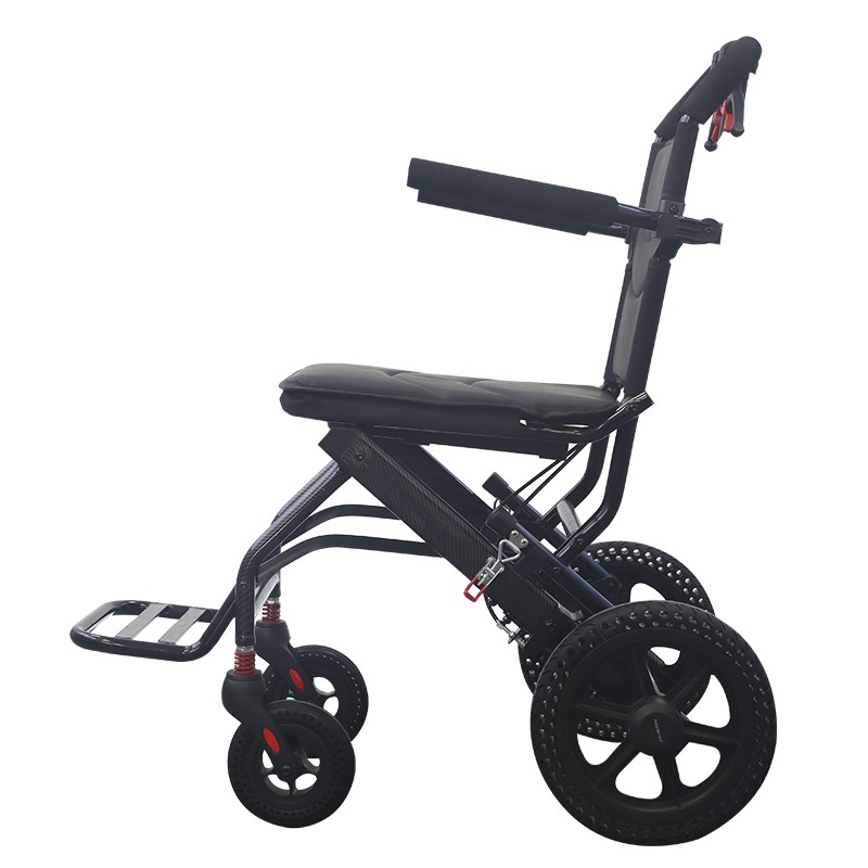 Factory Customized Aluminum Alloy Portable Lightweight Leisure Manual Wheelchair Compact Folding airline outdoor Wheelchair for Disabled