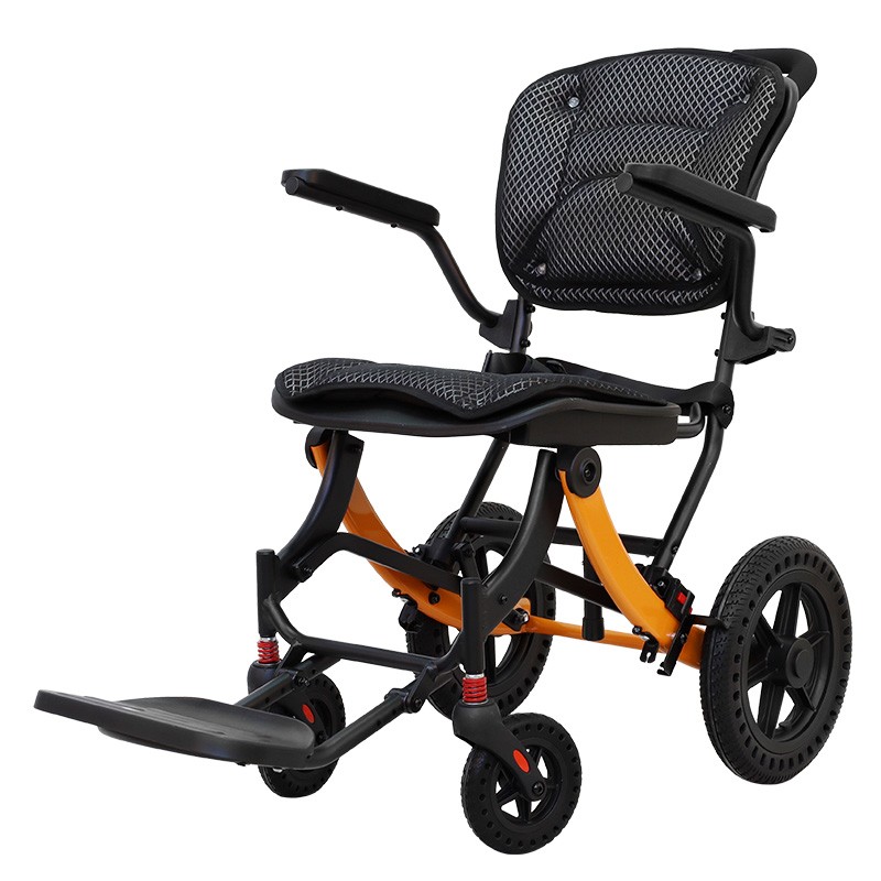 Light weight manual travel wheelchair portable folding hand push adult disabled elderly ergonomic wheelchair