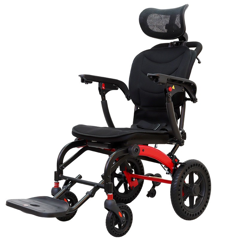 Reclining Light weight manual wheelchair portable folding hand push adult disabled elderly home user out wheelchair