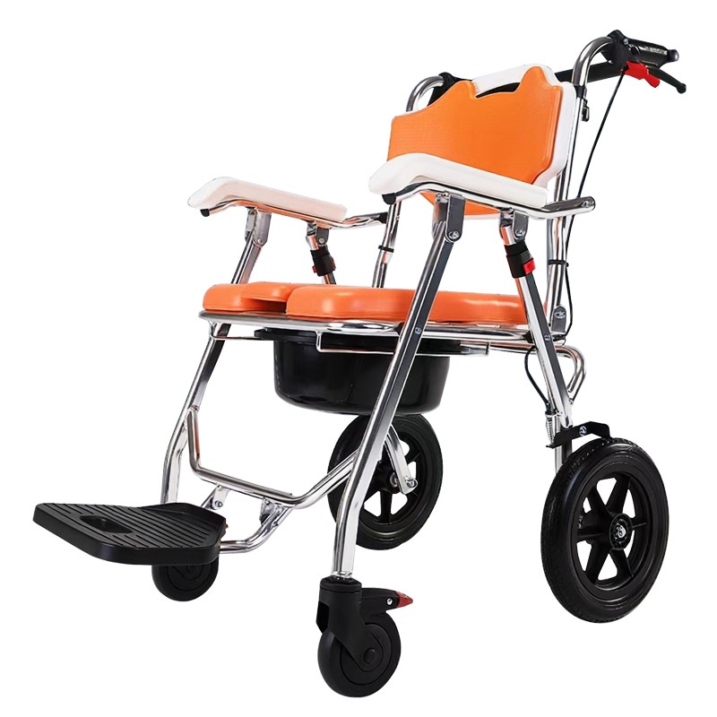 Shower Commode Wheelchair with 4 Lockable Wheels Footrests Portable Toilet chair for Adults Seniors