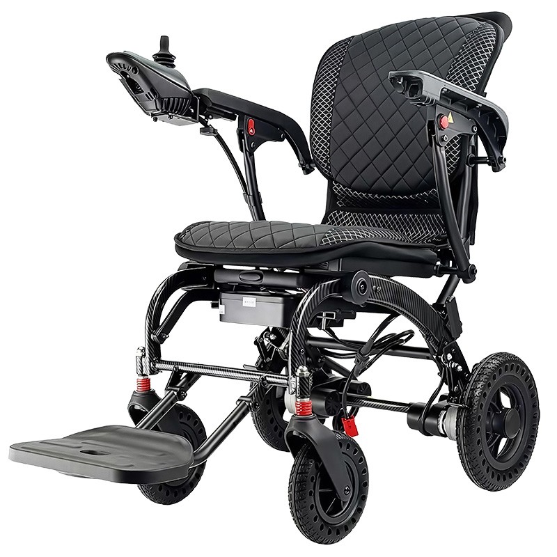 HE702 foldable electric wheelchair aluminum light weight power wheel chair outdoor airline wheelchair